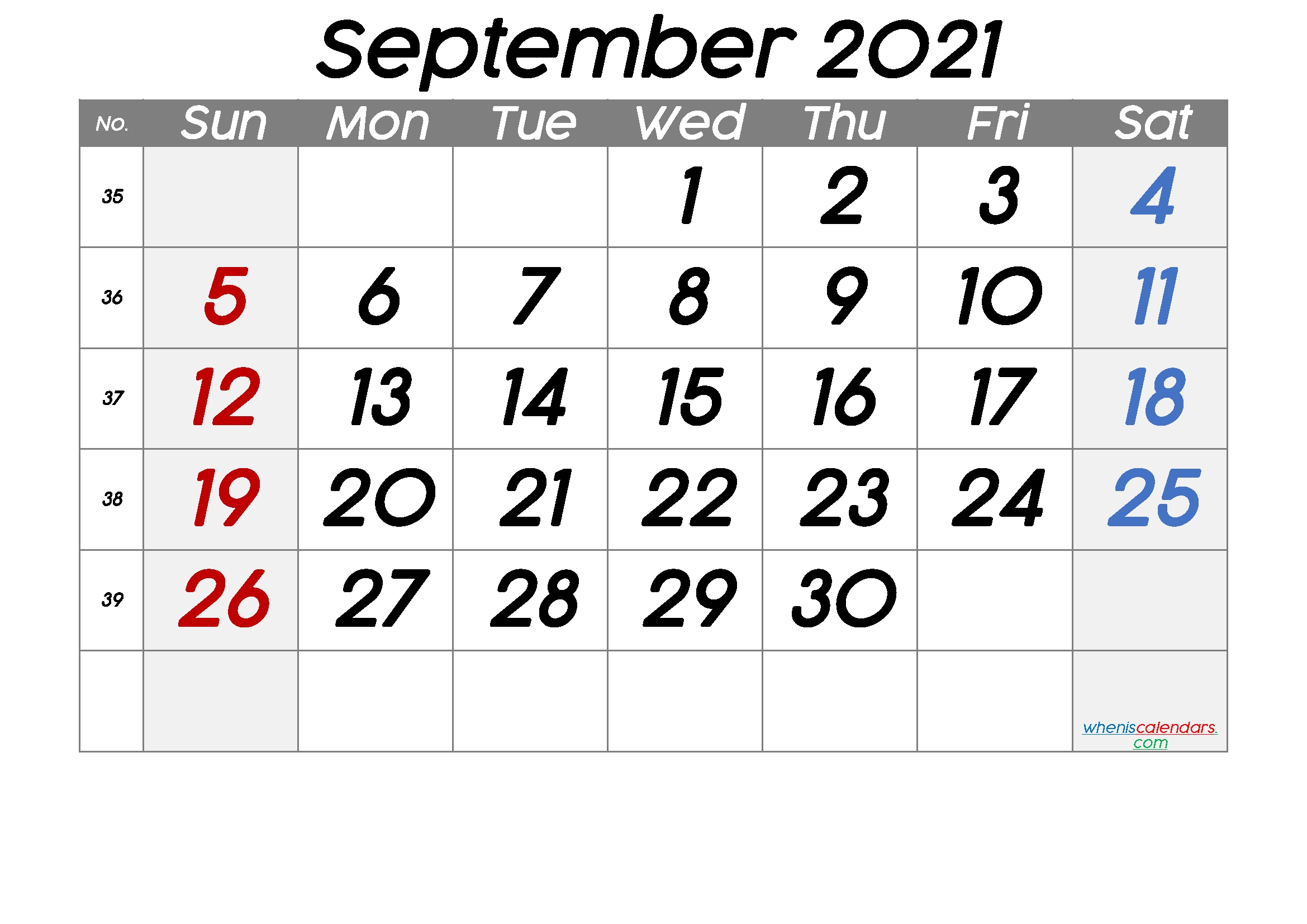 Free Printable Calendar 2021 September - 6 Templates Blank Calendar Pages September 2021
