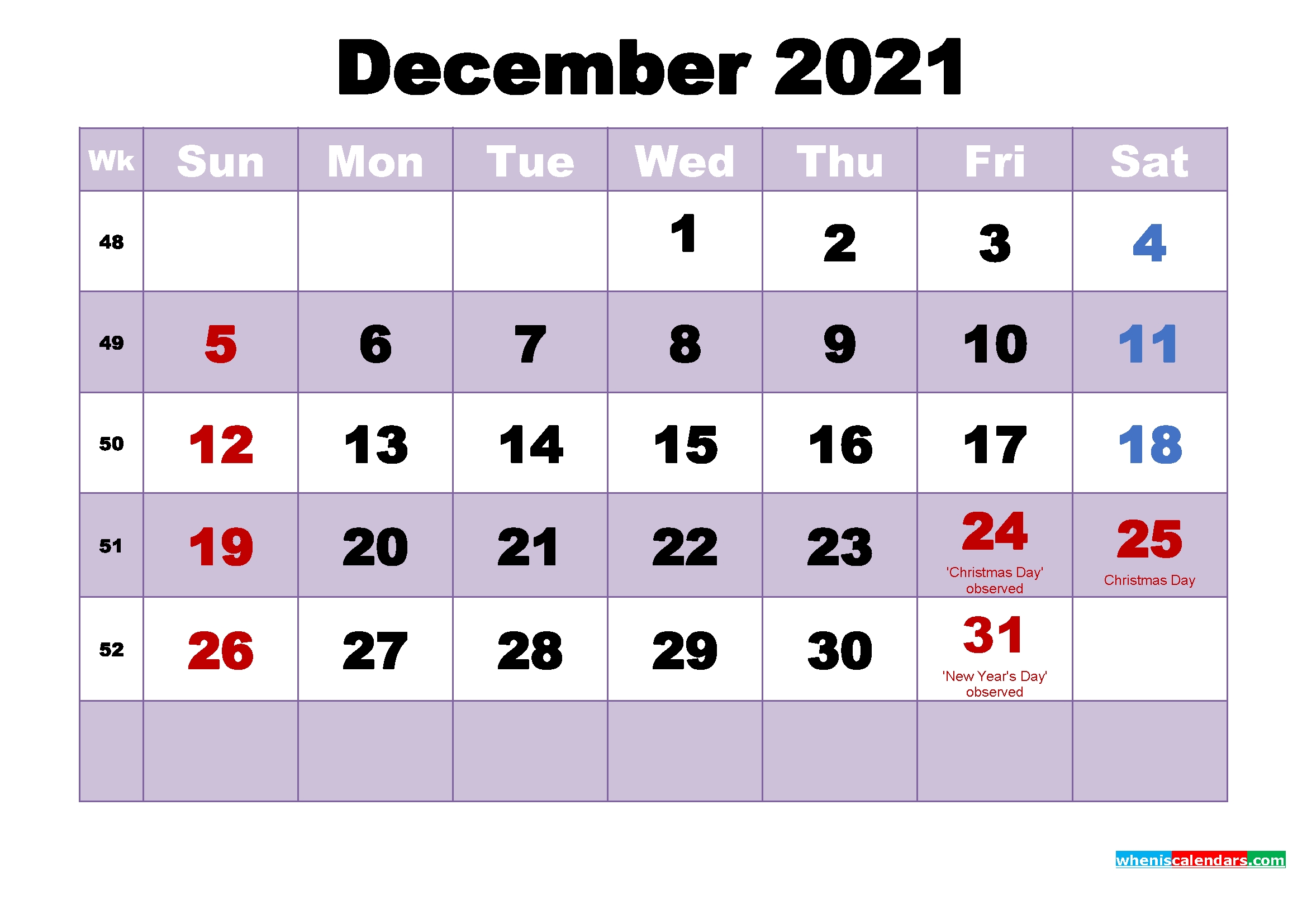 Free Printable Calendar For December 2021 December 2021 Calendar Holidays