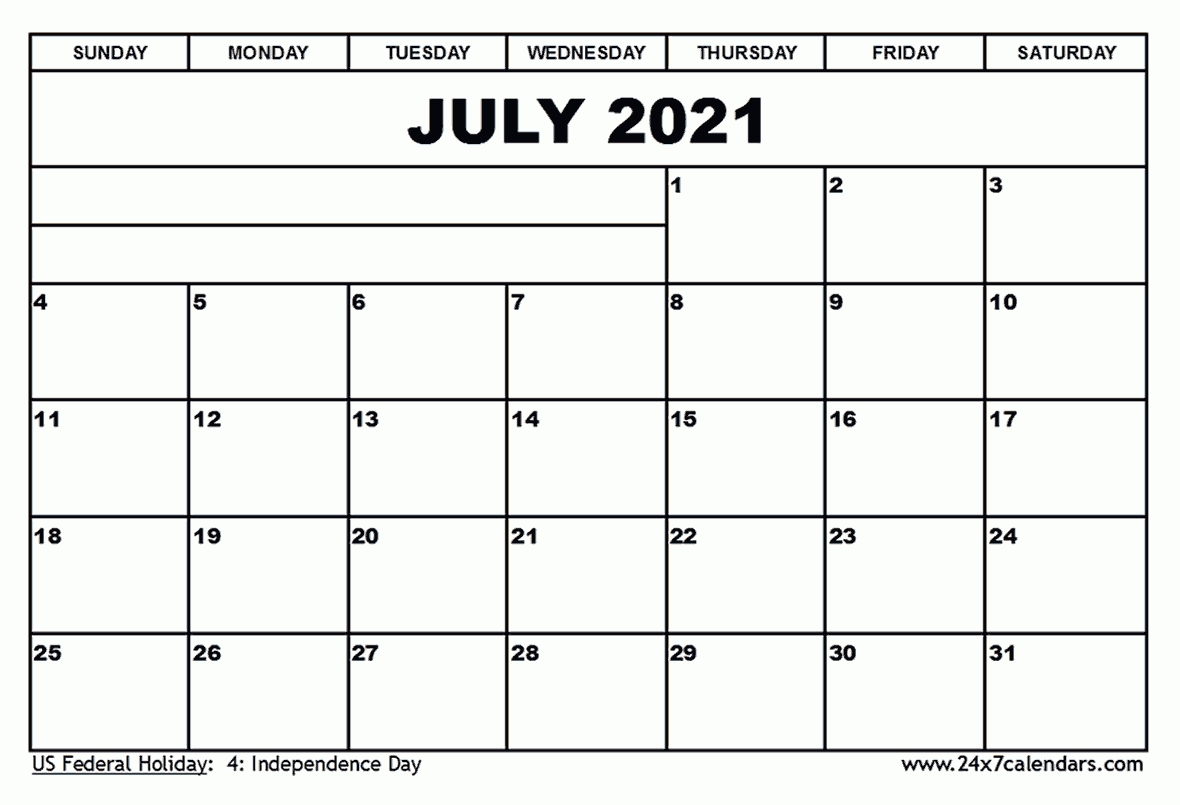 Free Printable July 2021 Calendar : 24X7Calendars Online Calendar July 2021