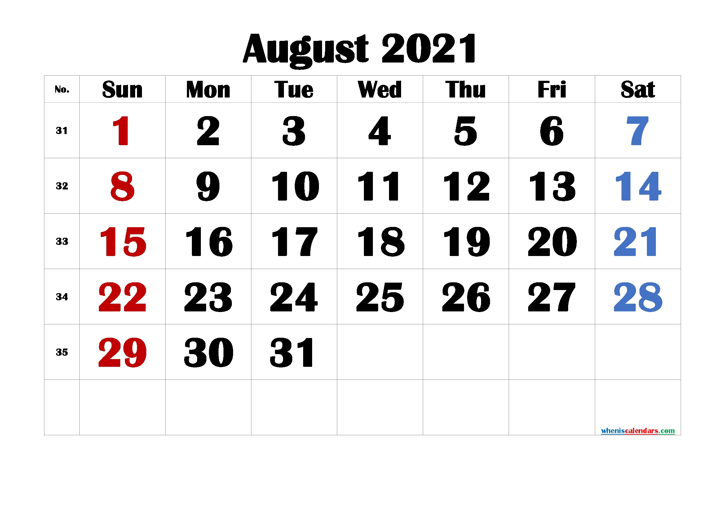 July And August 2021 Printable Calendar Printable Blank Calendar Template