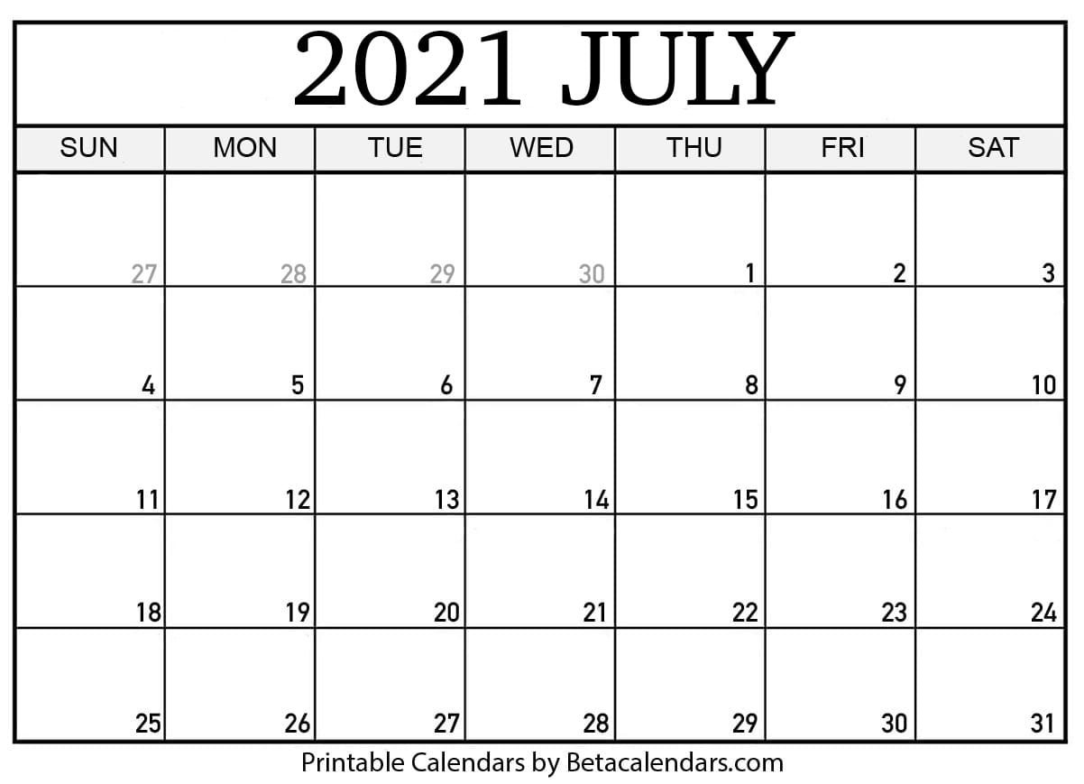 Free Printable July 2021 Calendar Printable July To December 2021 Calendar