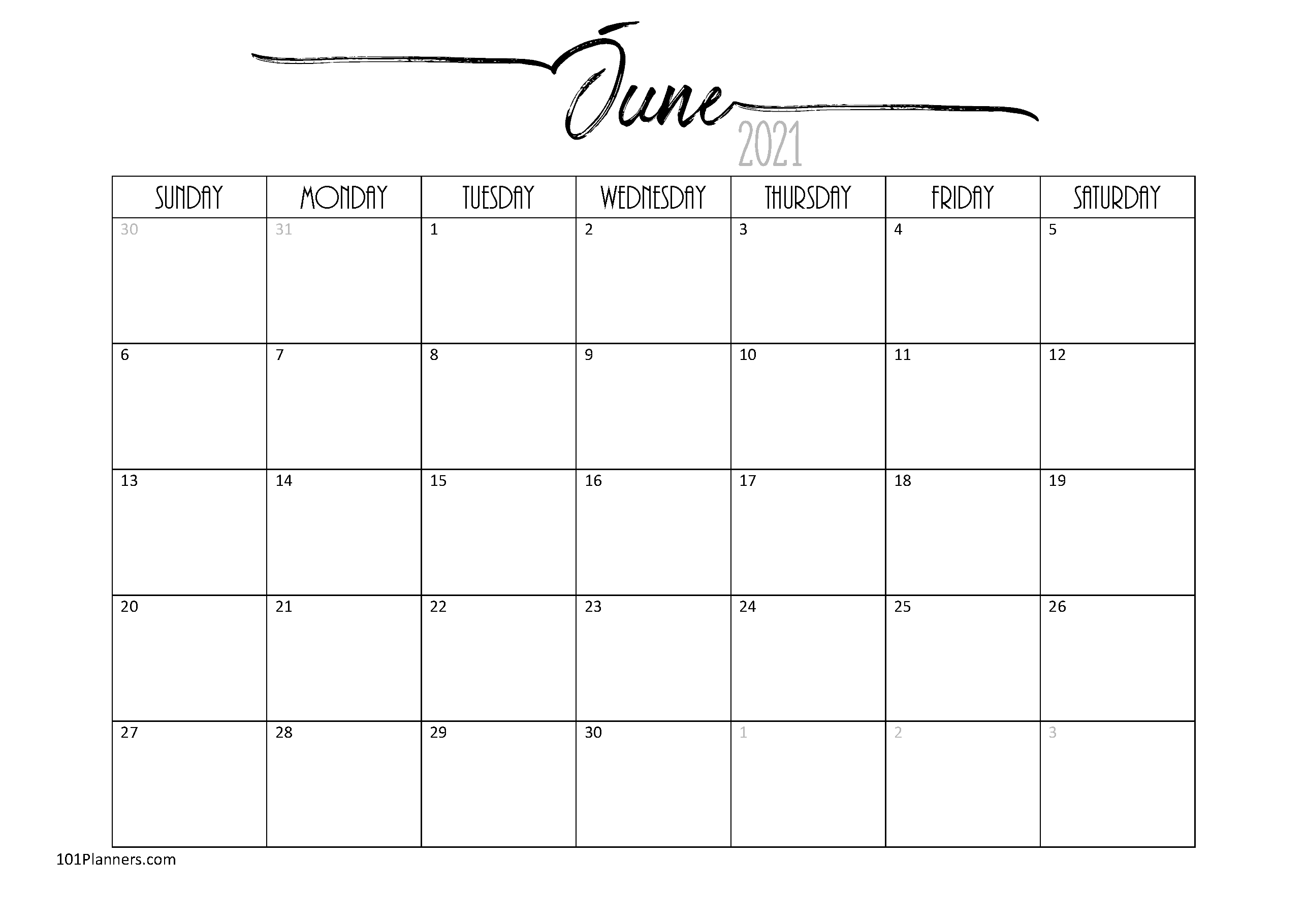 Free Printable June 2021 Calendar | Customize Online June 2021 Calendar Pdf Download