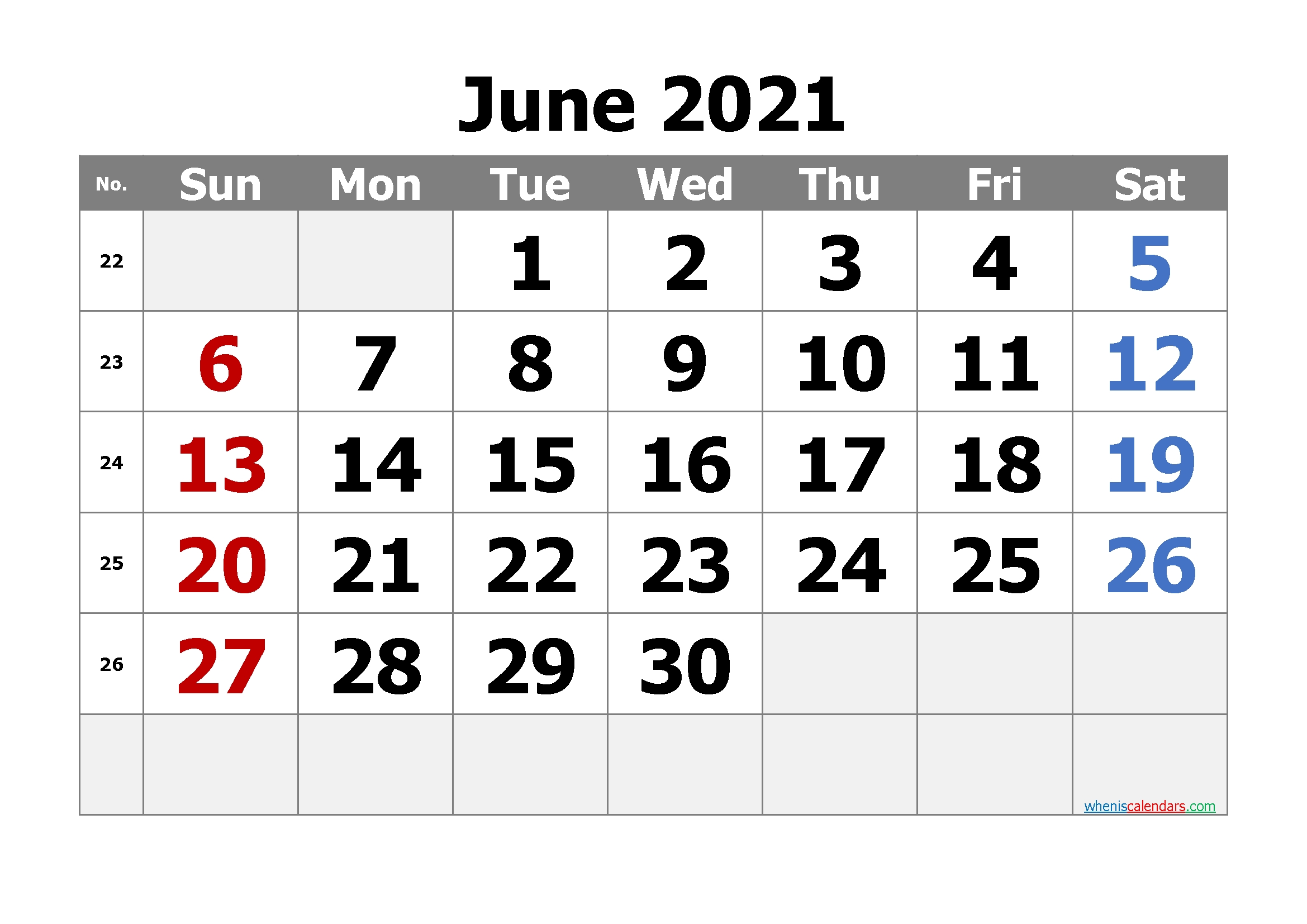 Free Printable June 2021 Calendar Printable June 2021 Calendar