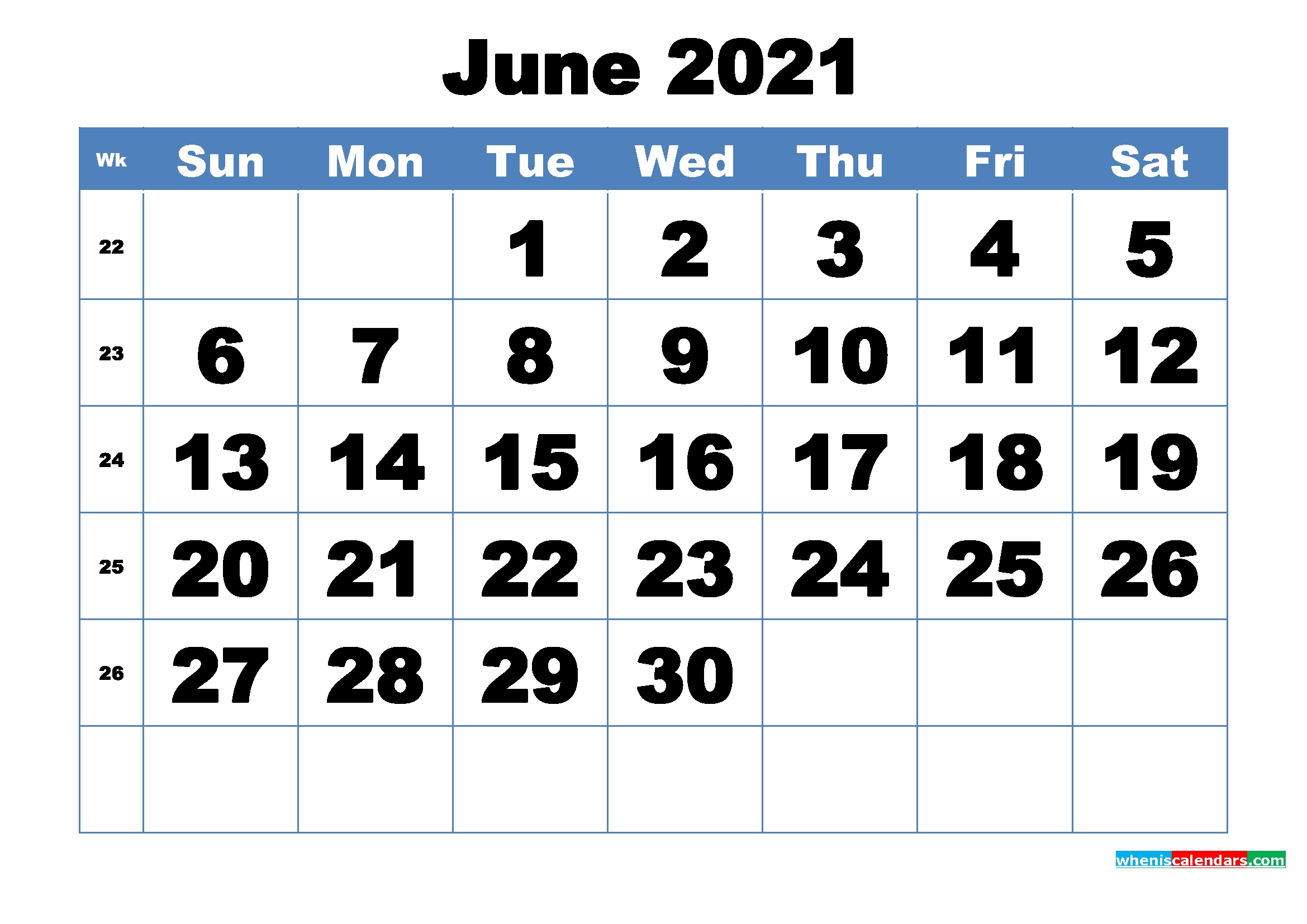 Free Printable June 2021 Calendar Template Word, Pdf Month Of June 2021 Calendar