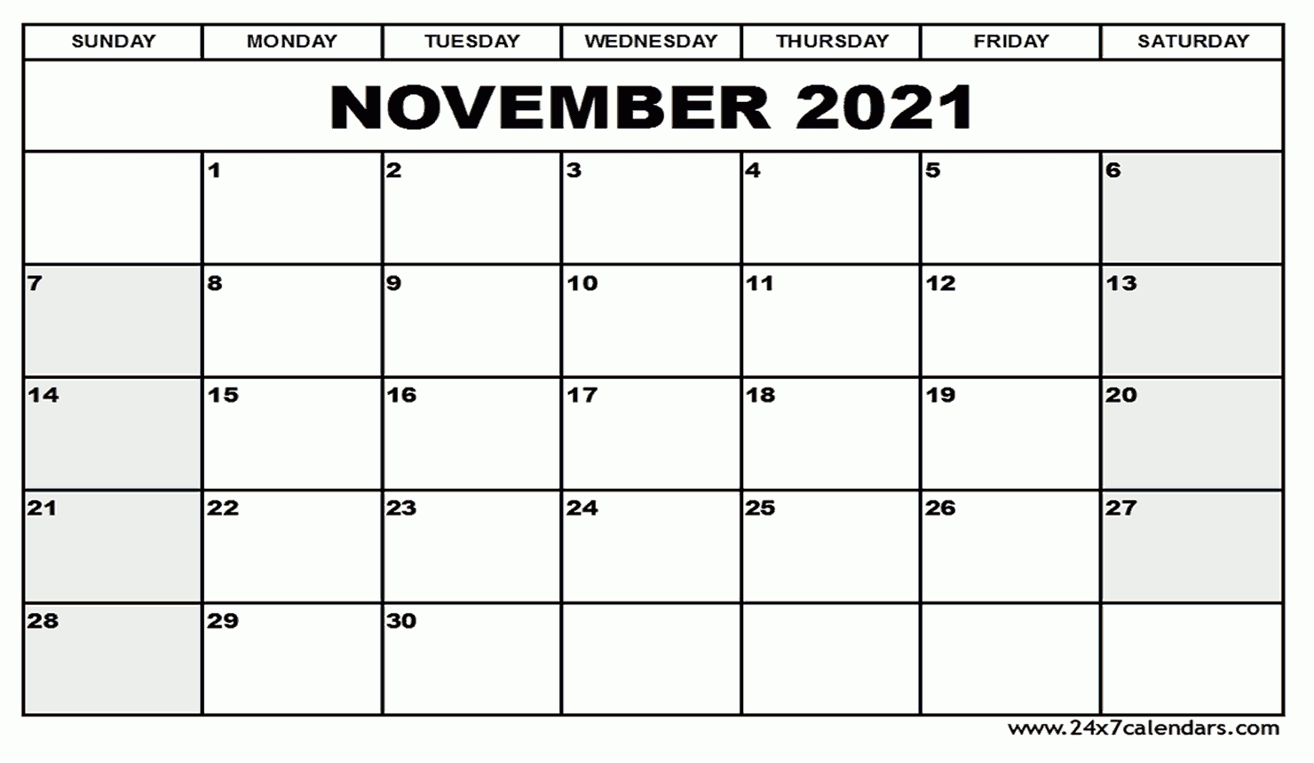 Free Printable November 2021 Calendar : 24X7Calendars 2021 Calendar Of November