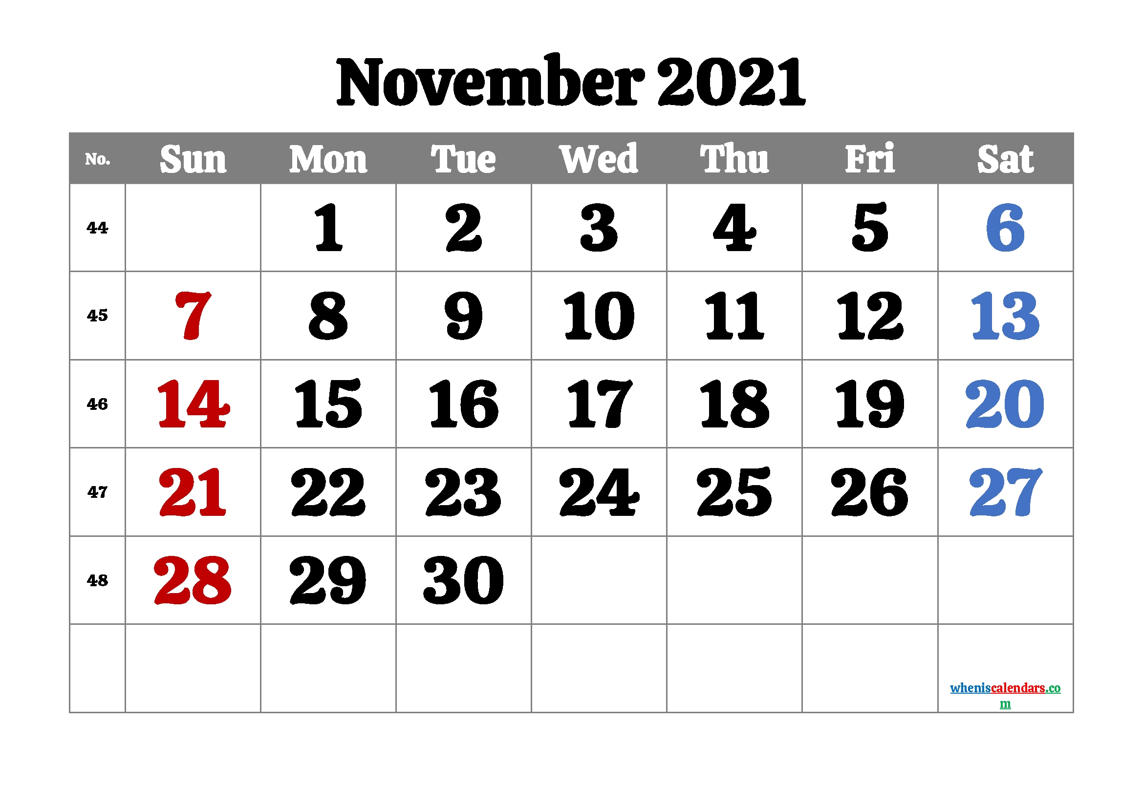 Free Printable November 2021 Calendar November 2020 - February 2021 Calendar