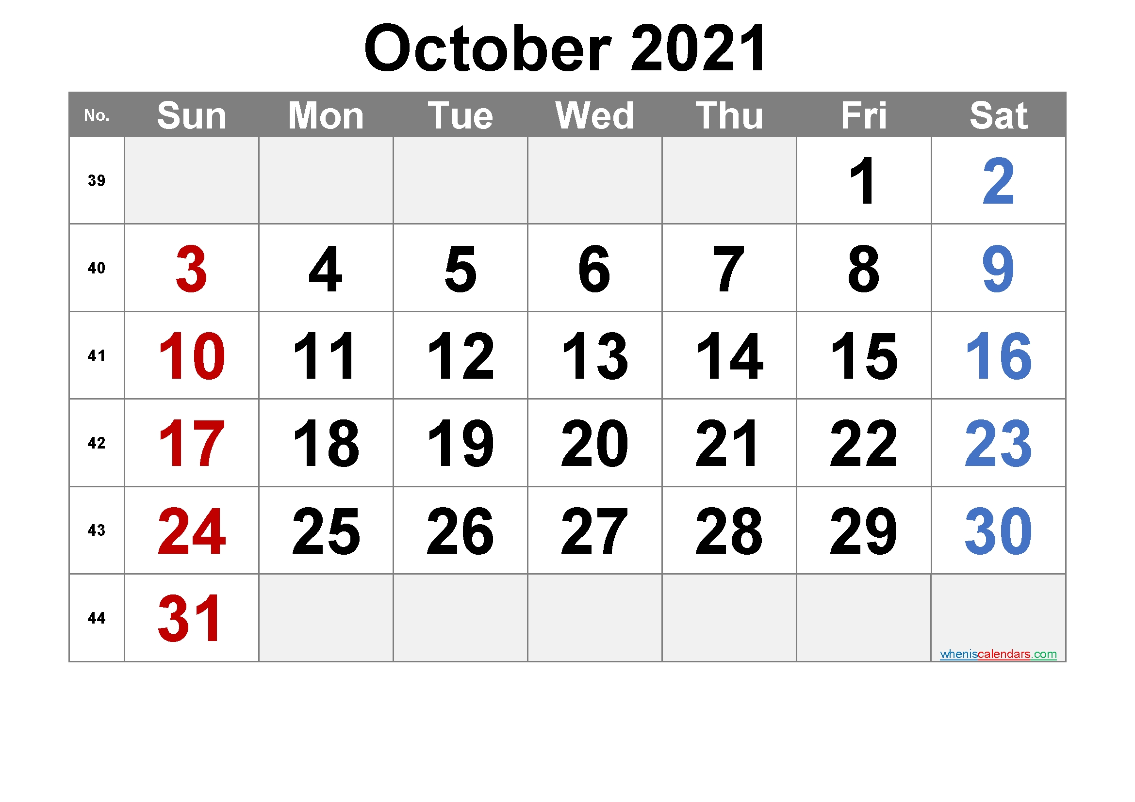 Free Printable October 2021 Calendar [Free Premium] - Free Printable 2020 Monthly Calendar With October 2021 Calendar Free Printable