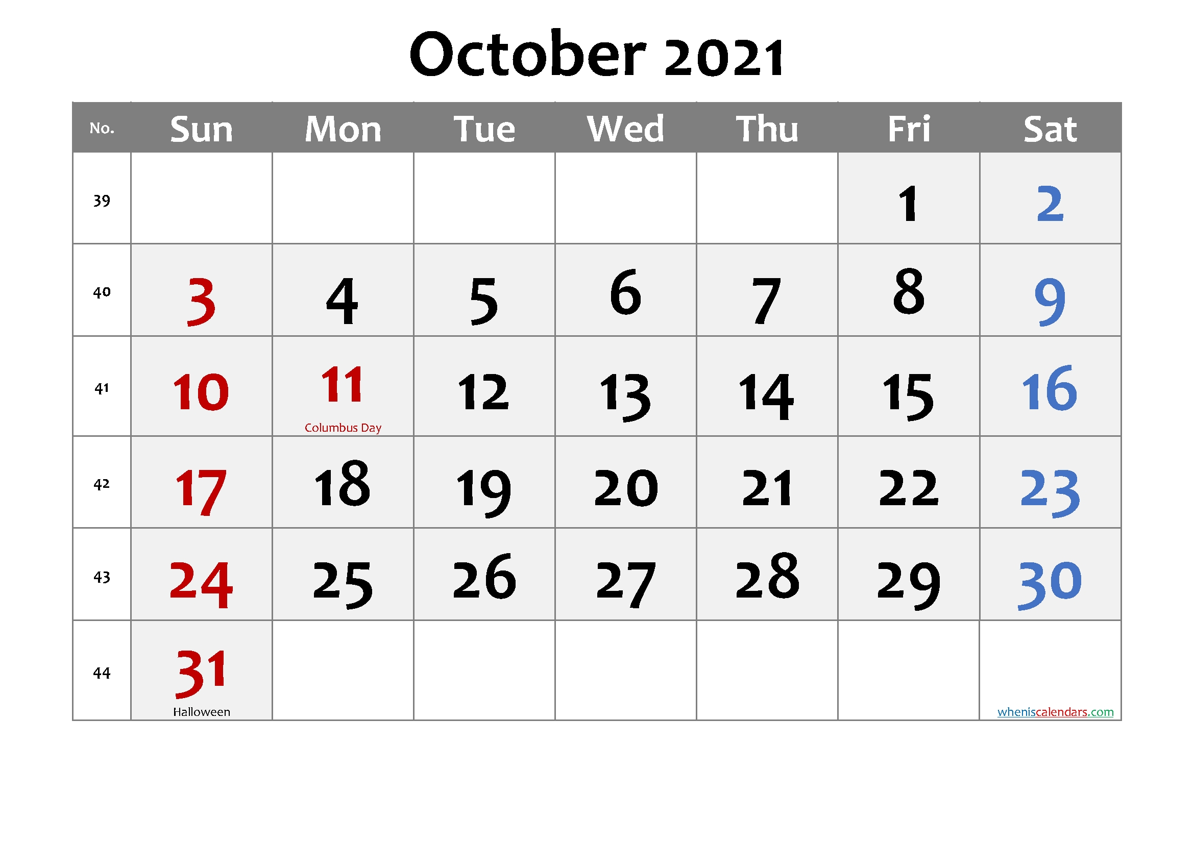 Free Printable October 2021 Calendar With Holidays October 2021 Blank Calendar