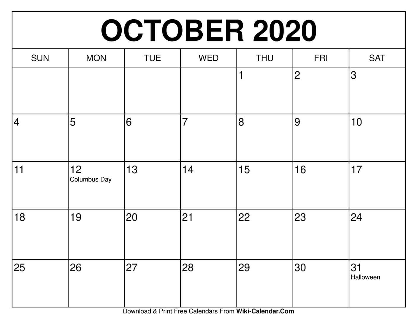 Free Printable October 2021 Calendars National Calendar October 2021