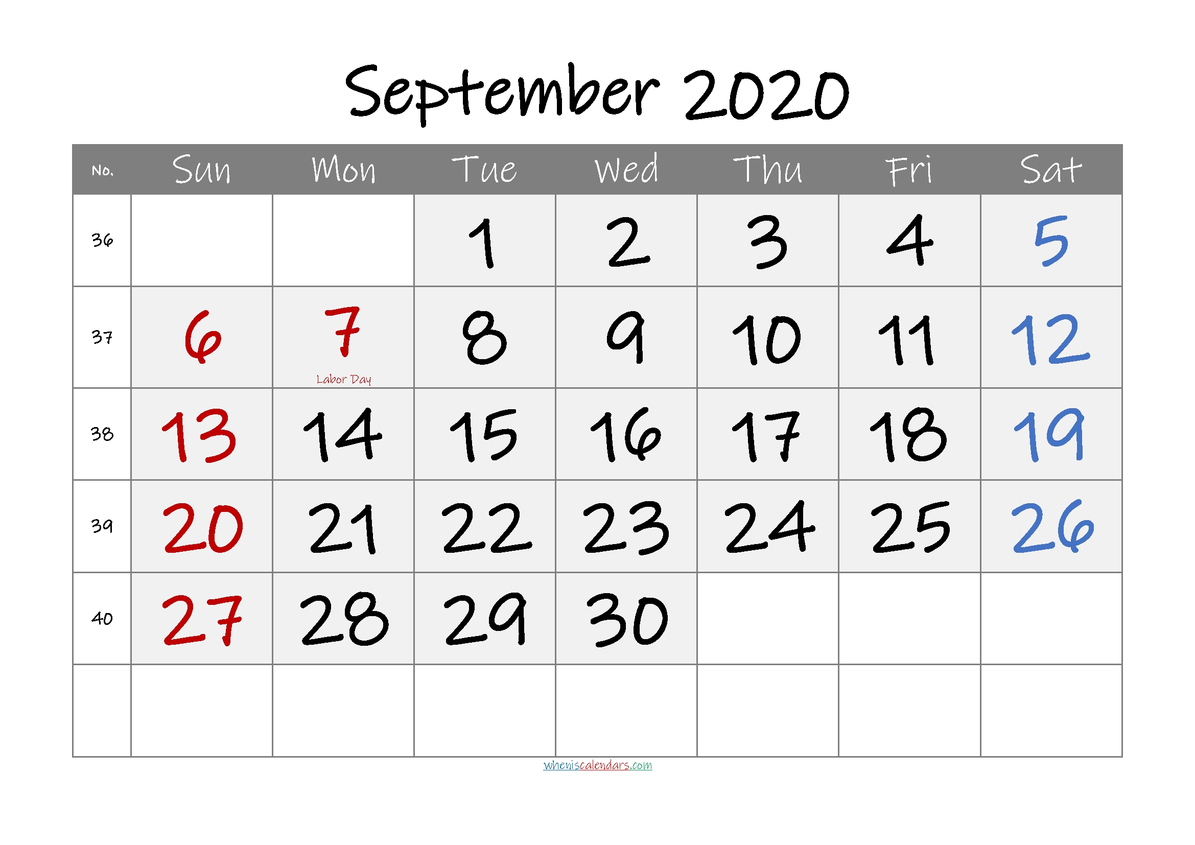 Free Printable September 2020 Calendar September 2020 To January 2021 Calendar