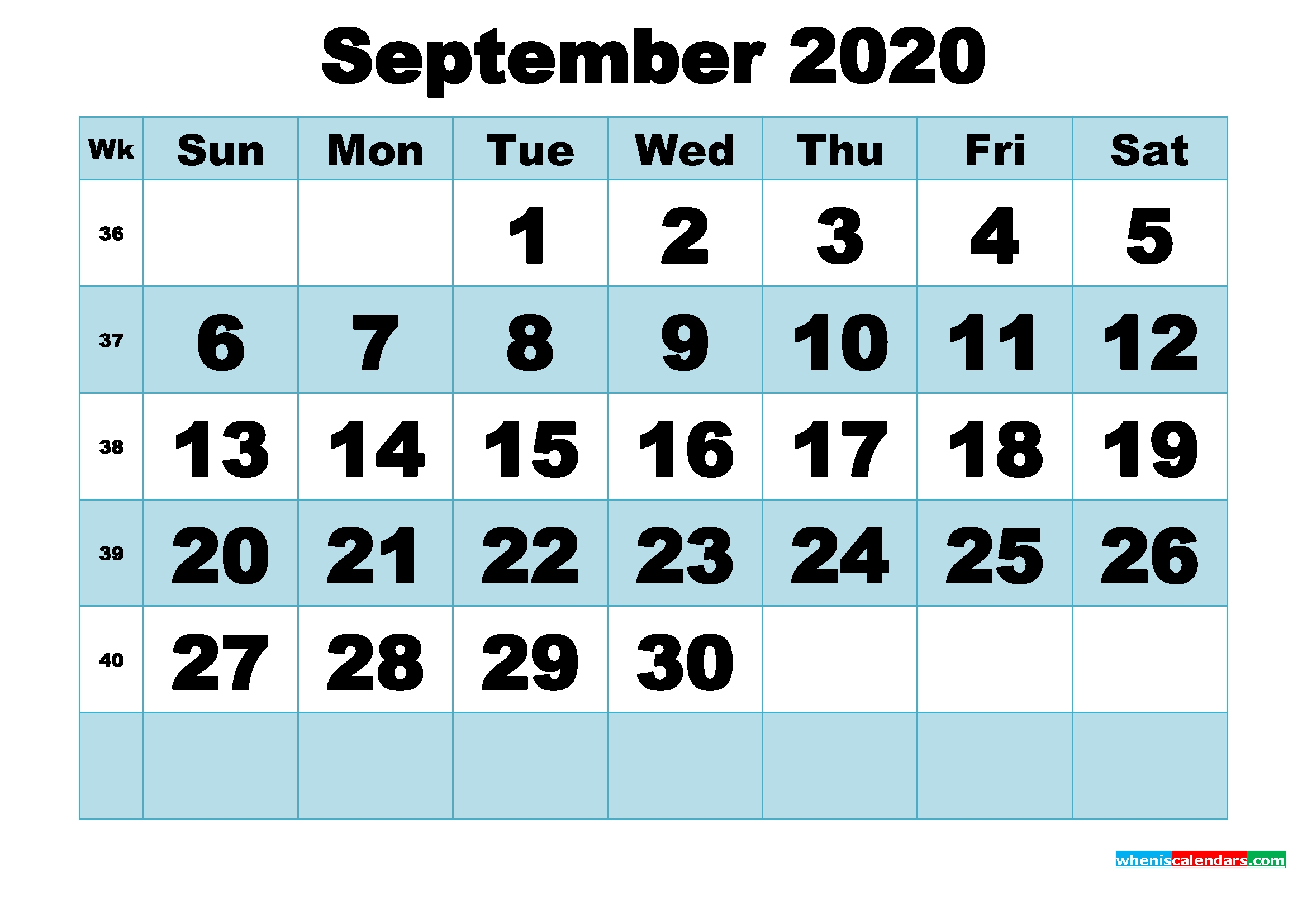 Free Printable September 2020 Calendar Word, Pdf, Image | Free Printable 2020 Calendar With Holidays September 2020 To January 2021 Calendar