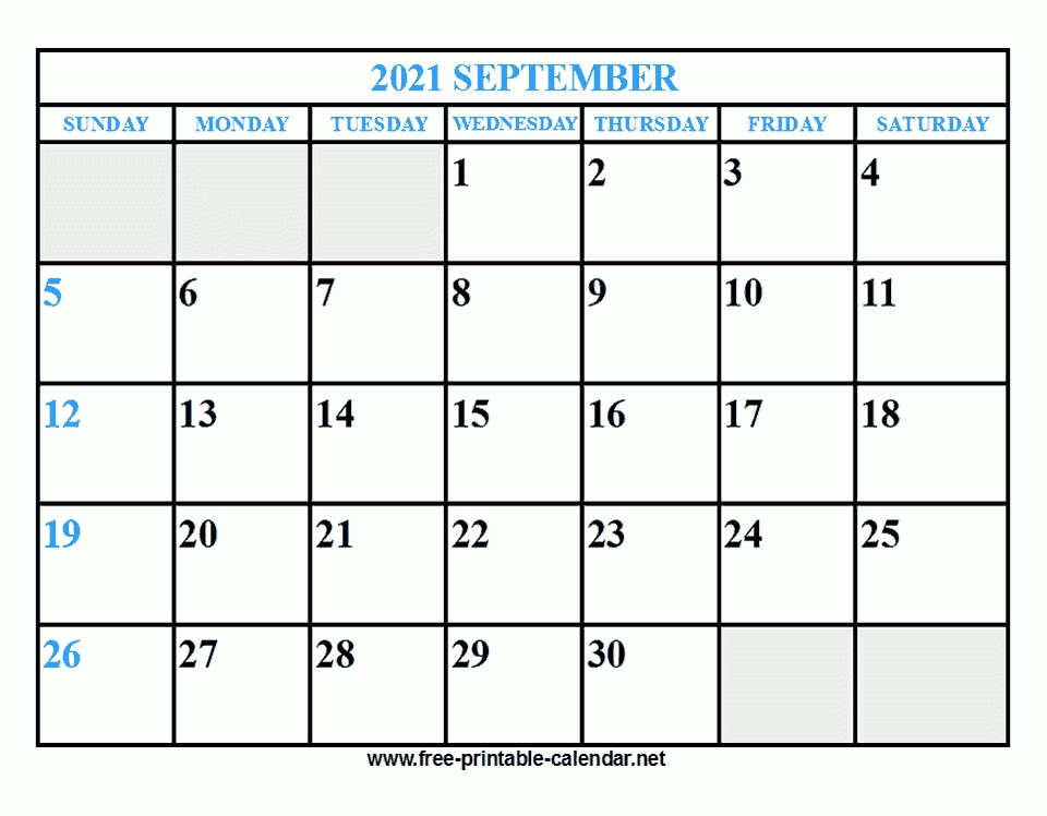 Free Printable September 2021 Calendar September 2021 Calendar With Holidays Printable
