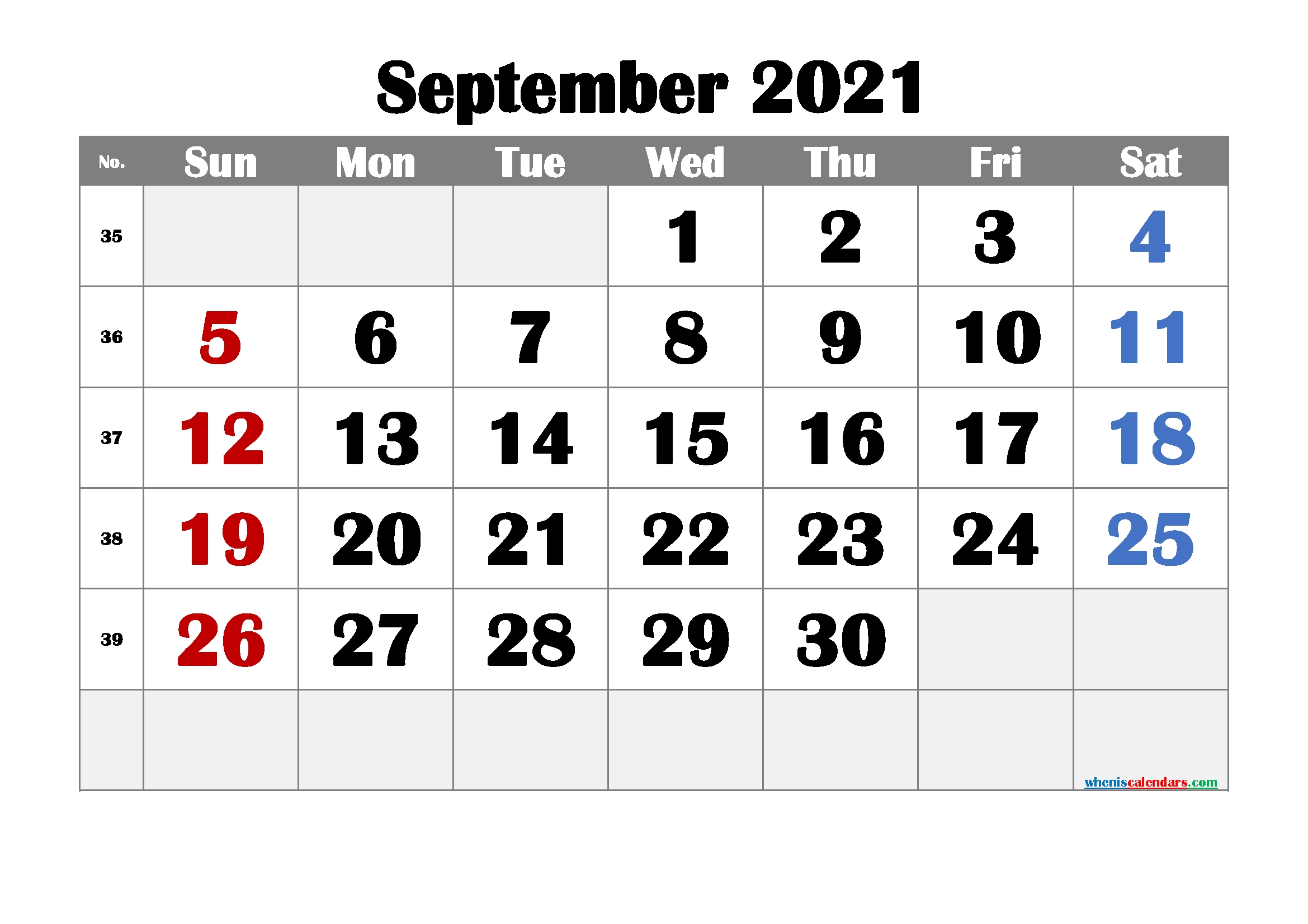 Free Printable September 2021 Calendar September 2021 Monthly Calendar