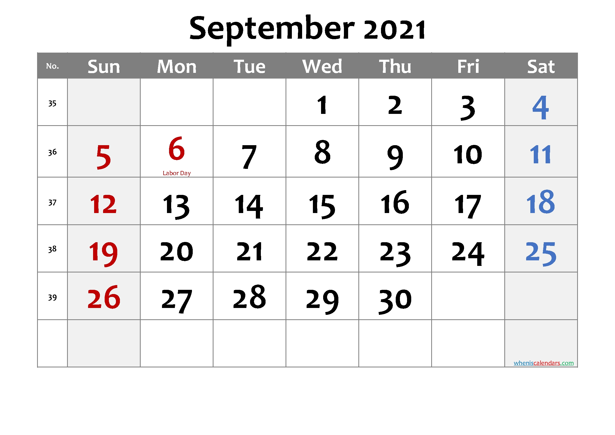 Free Printable September 2021 Calendar With Holidays September 2021 Monthly Calendar