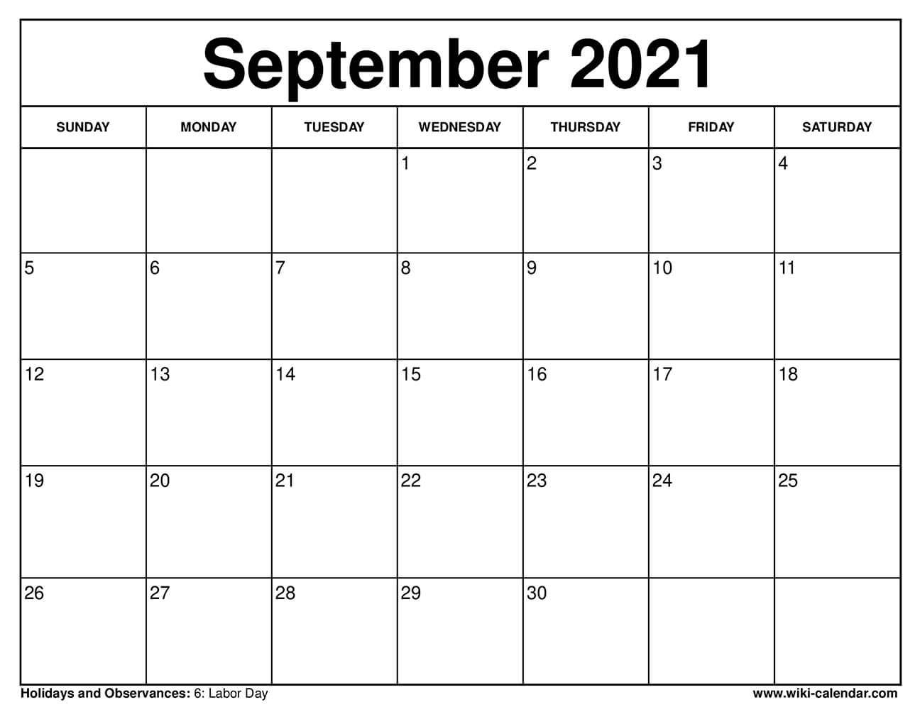 Free Printable September 2021 Calendars September 2021 Calendar Free