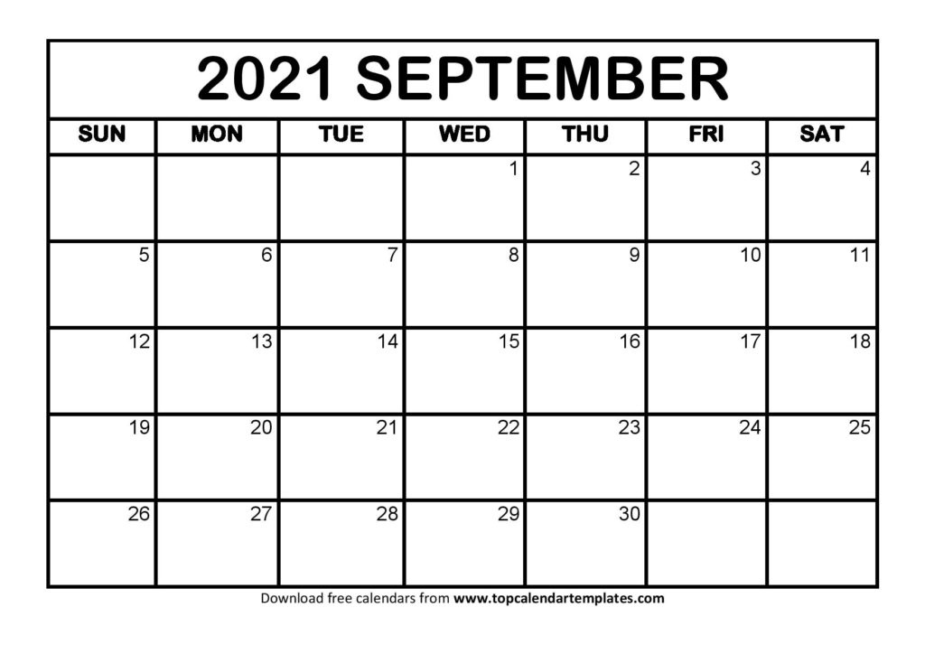 Free September 2021 Calendar Printable - Blank Templates Calendar Events September 2021