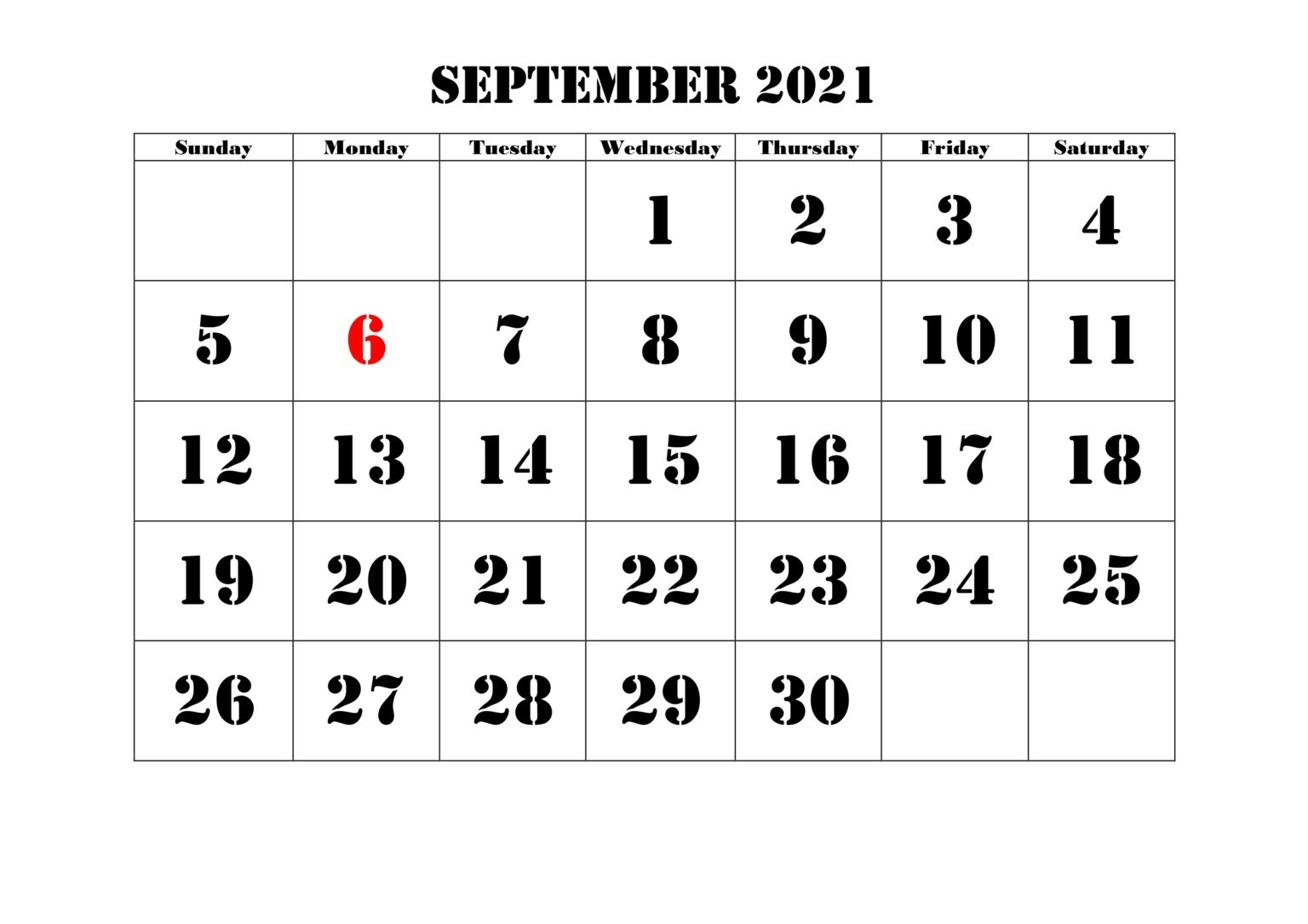 Free September 2021 Calendar Printable - Blank Templates September 2021 Calendar Free