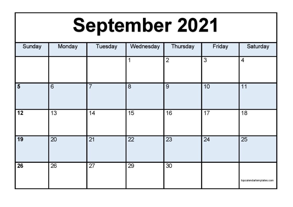 Free September 2021 Printable Calendar - Monthly Templates Calendar Events September 2021