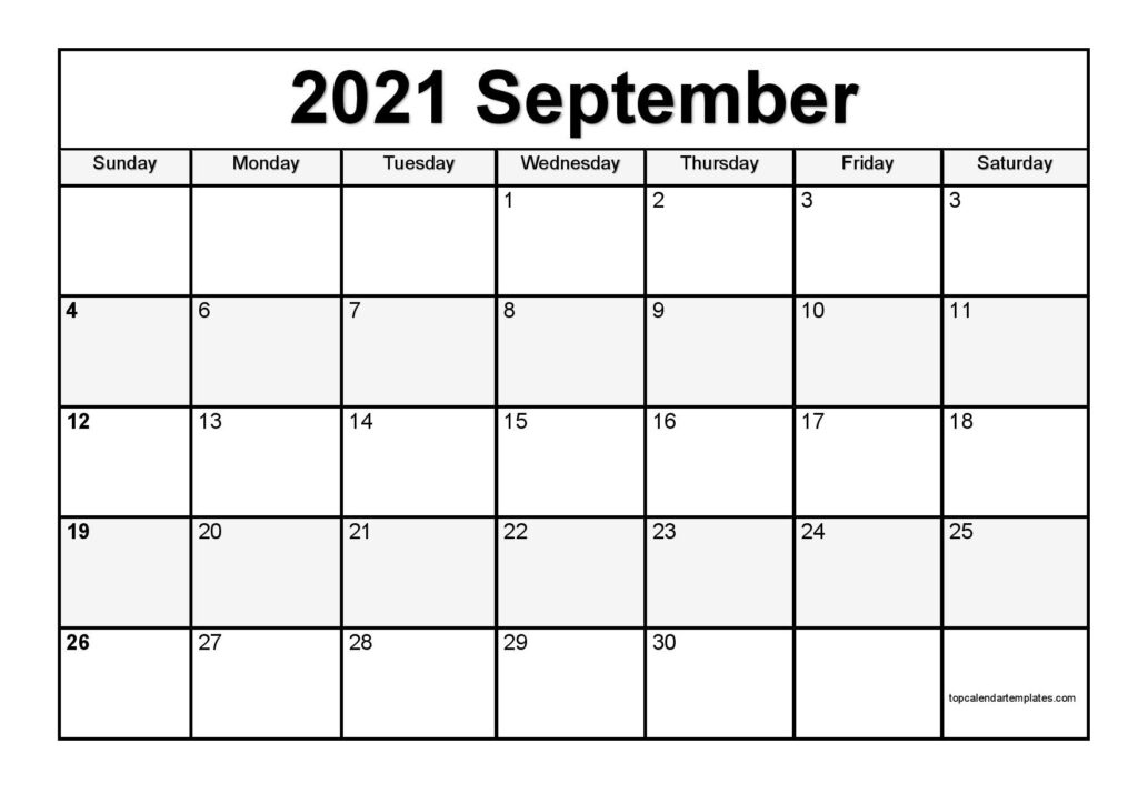 Free September 2021 Printable Calendar - Monthly Templates Print September 2021 Calendar