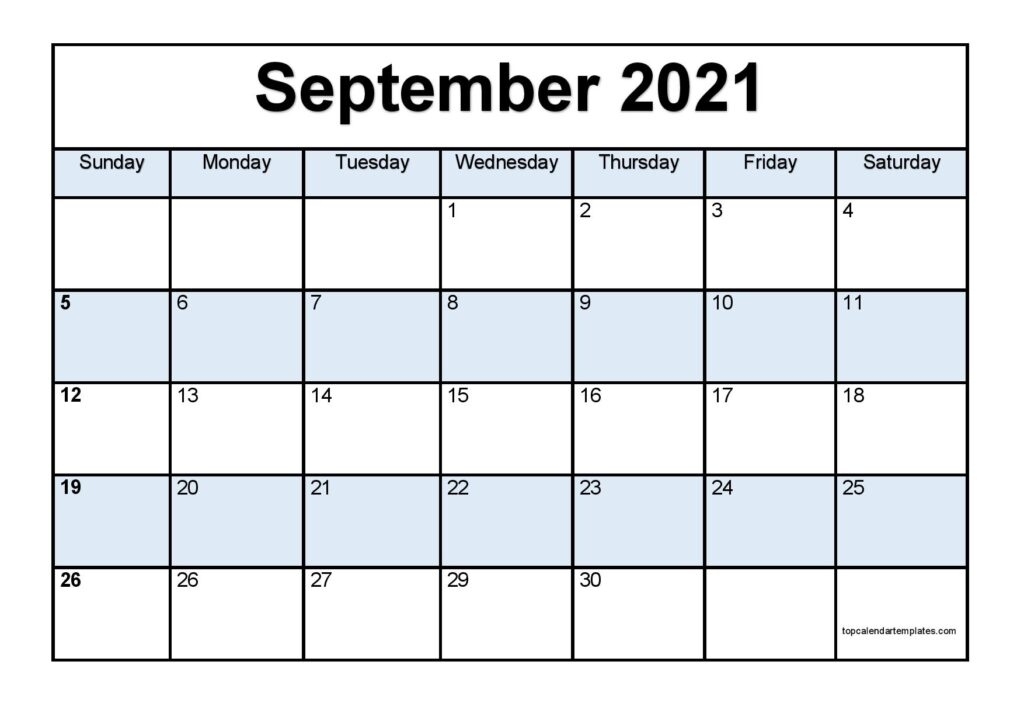 Free September 2021 Printable Calendar - Monthly Templates Printable September 2021 Calendar