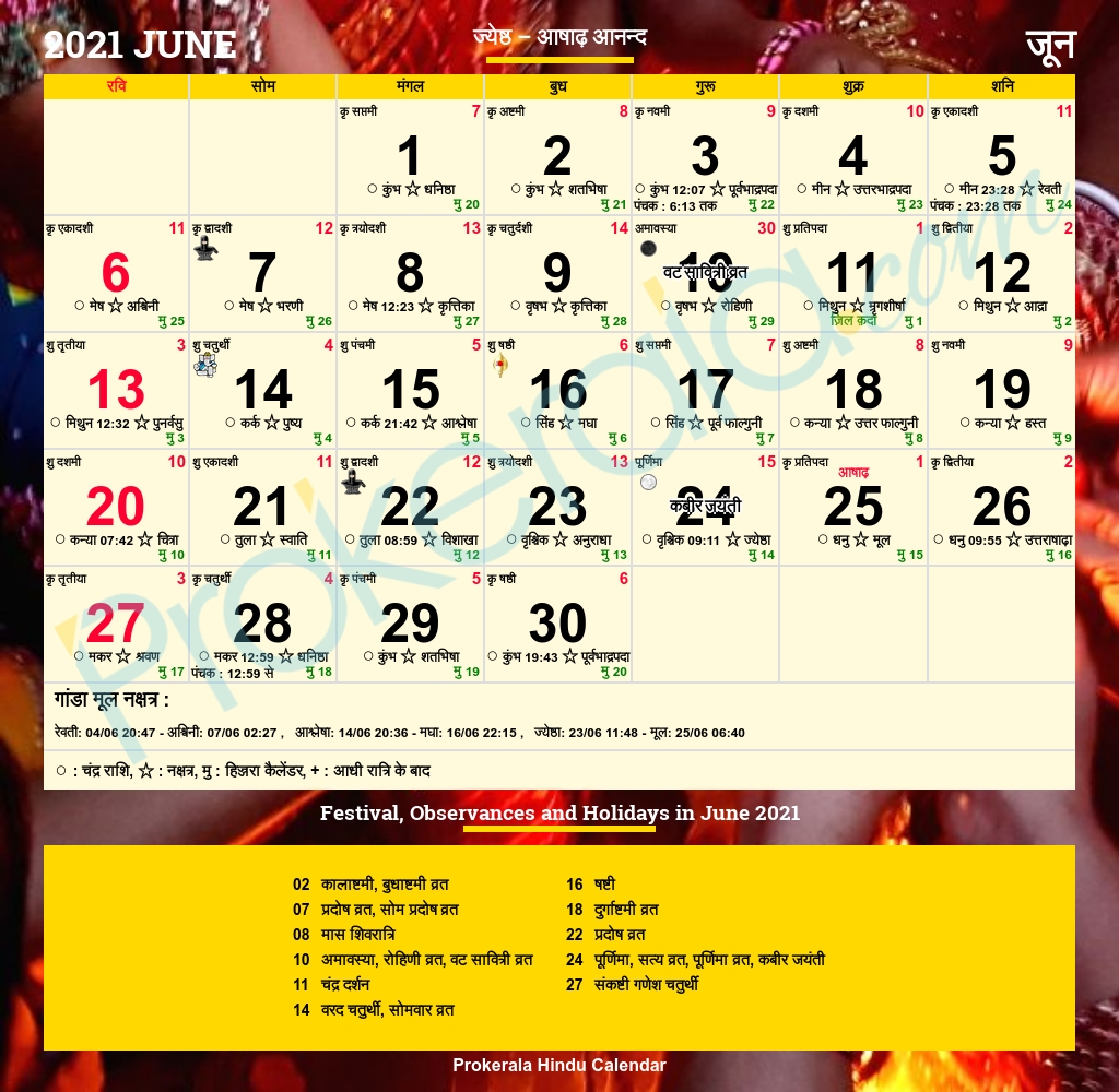 Hindu Calendar 2021 | Hindu Festivals | Hindu Holidays 2021 August Calendar Festival