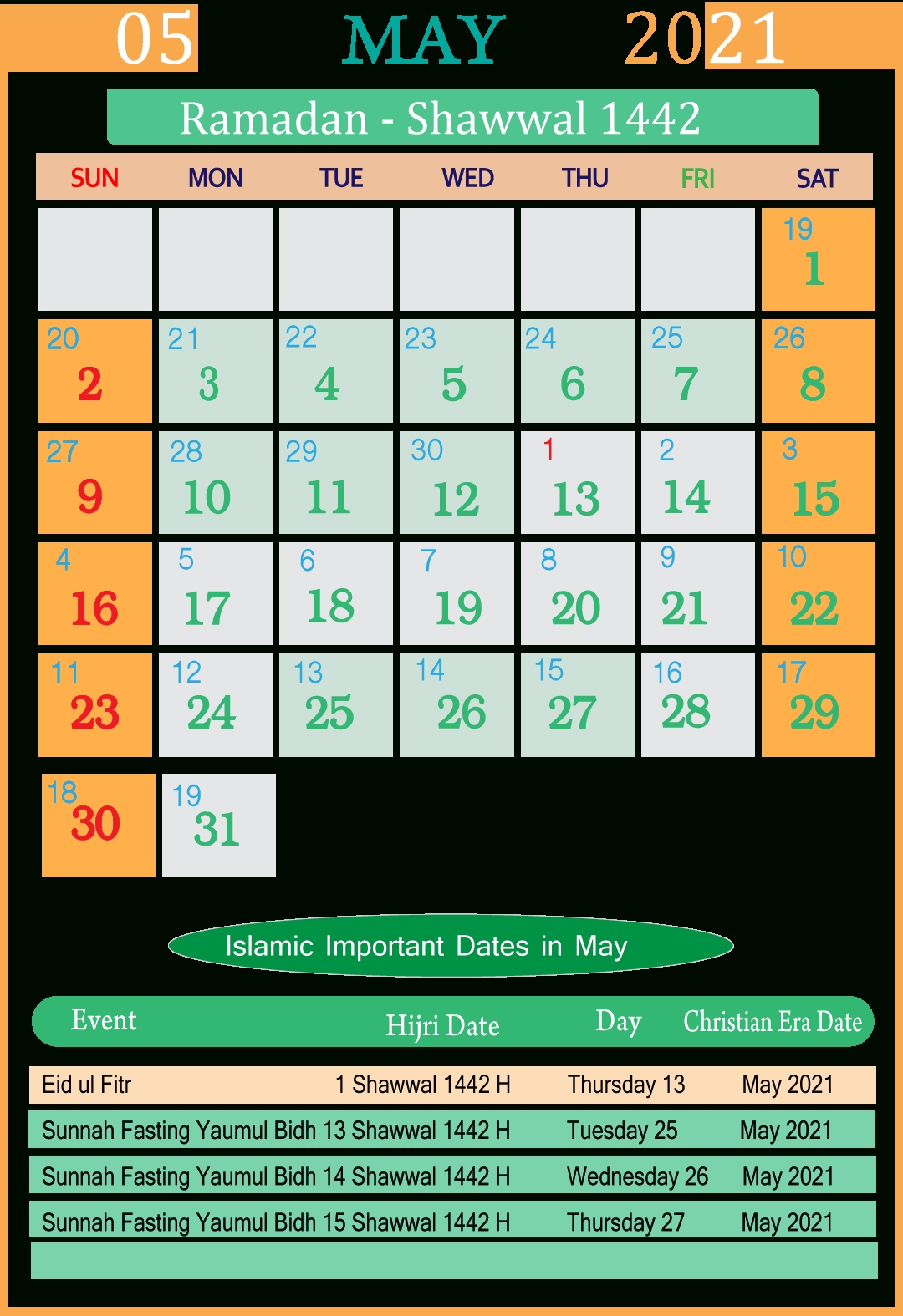 Islamic Calendar 2021 May | Seg Islamic Calendar 2021 January To December