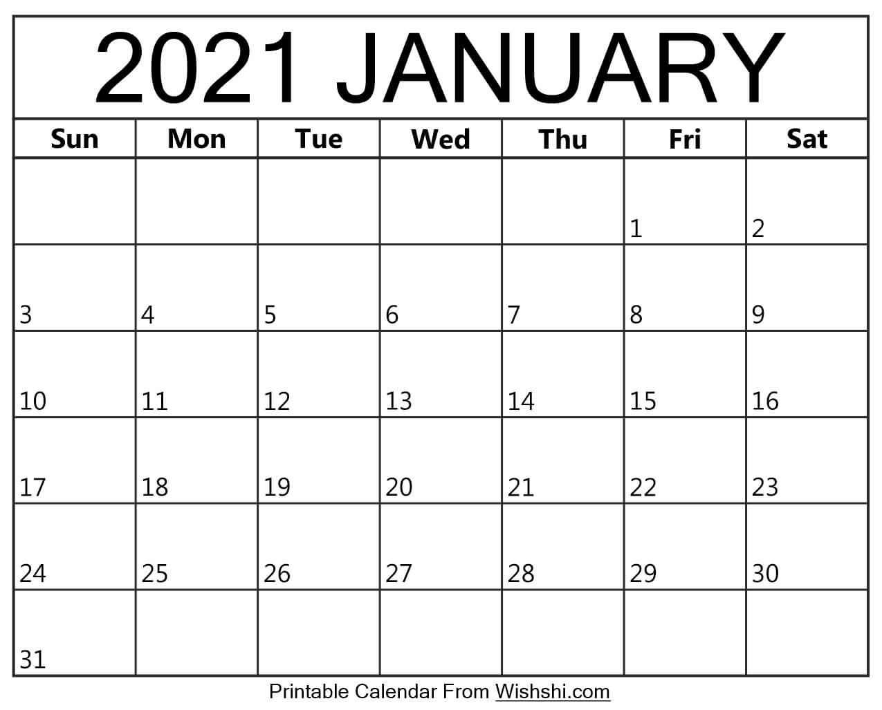 January 2021 Calendar Printable Free Monthly / January 2021 Blank Calendar Templates. - Thank November 2021 Calendar Wiki