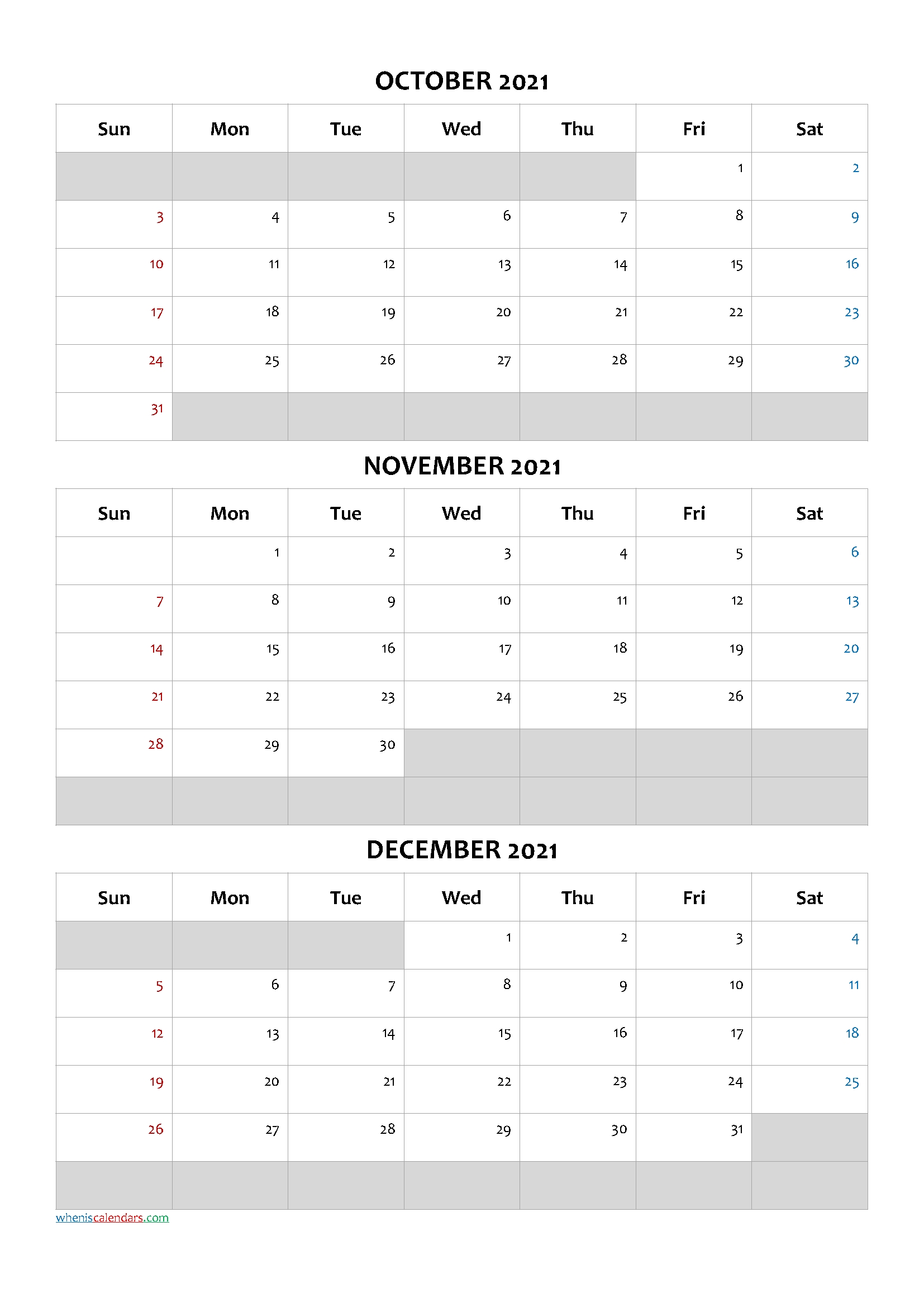 January February March 2021 Calendar Template [Q1-Q2-Q3-Q4] | Free Printable 2020 Calendar With September October November December 2021 Calendar