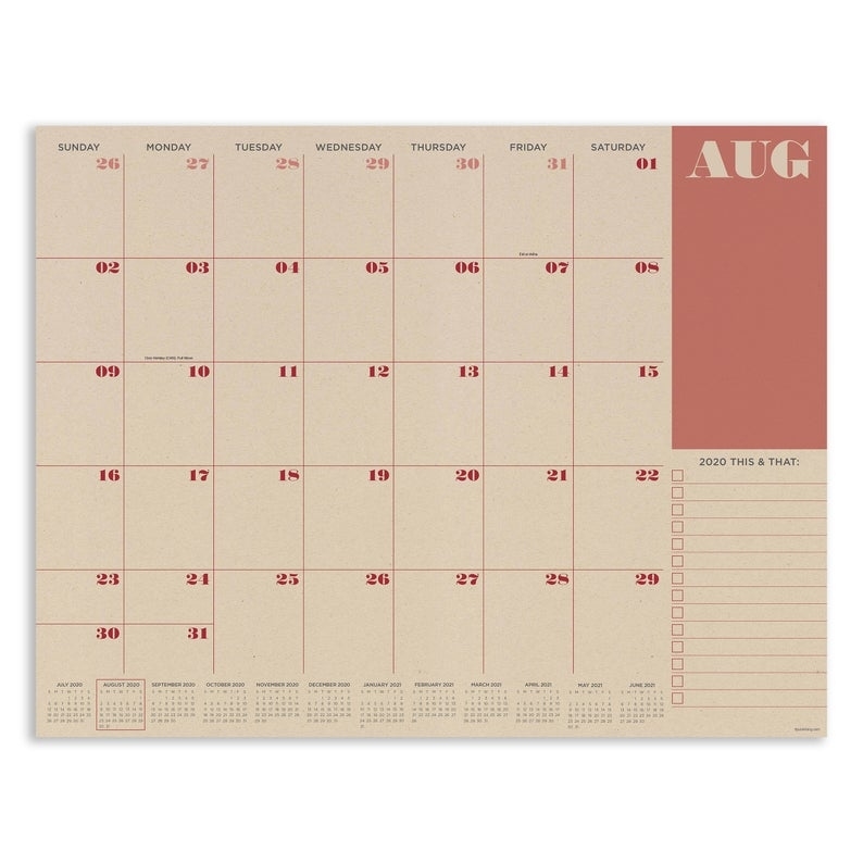 July 2020-June 2021 Kraft Large Desk Pad Monthly Blotter | Etsy July 2020-June 2021 Desk Calendar