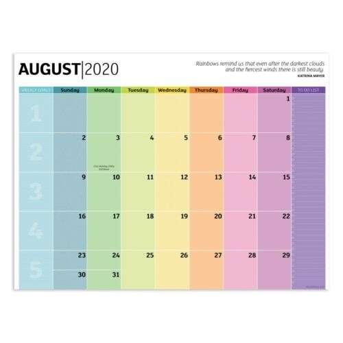 July 2020-June 2021 Shades Of The Rainbow Mini Desk Pad Monthly Calendar Blotter Calendars July 2020-June 2021 Desk Calendar