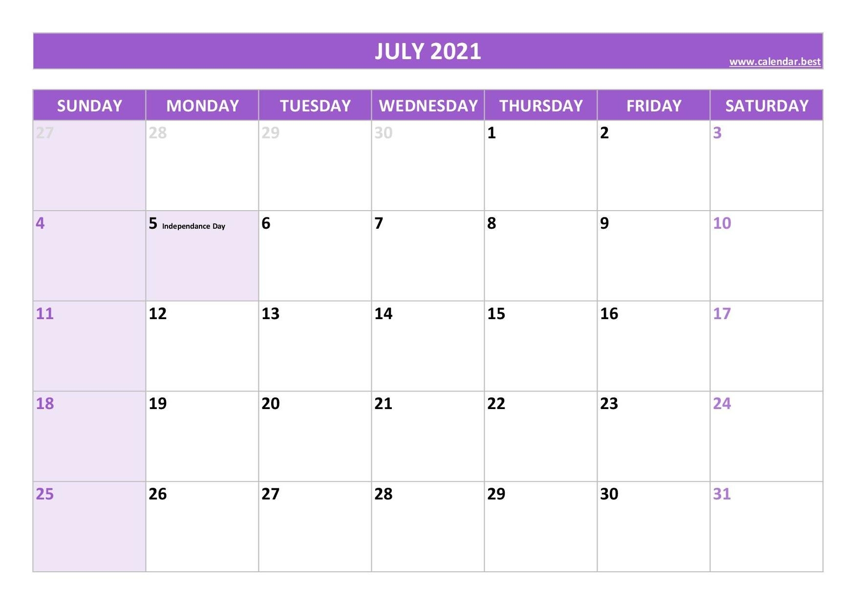 July 2021 Calendar -Calendar.best July 2021 Calendar Panchang