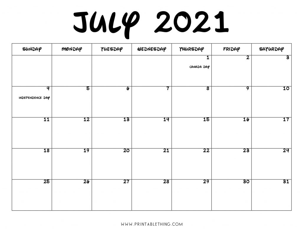 July 2021 Calendar Pdf, July 2021 Calendar Image, Print Pdf &amp; Image Calendar For The Month Of July 2021
