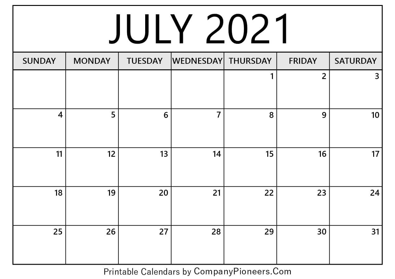 July 2021 Calendar Printable - Printable 2020 Calendars July 2021 Calendar Printable Calendar June July August 2021