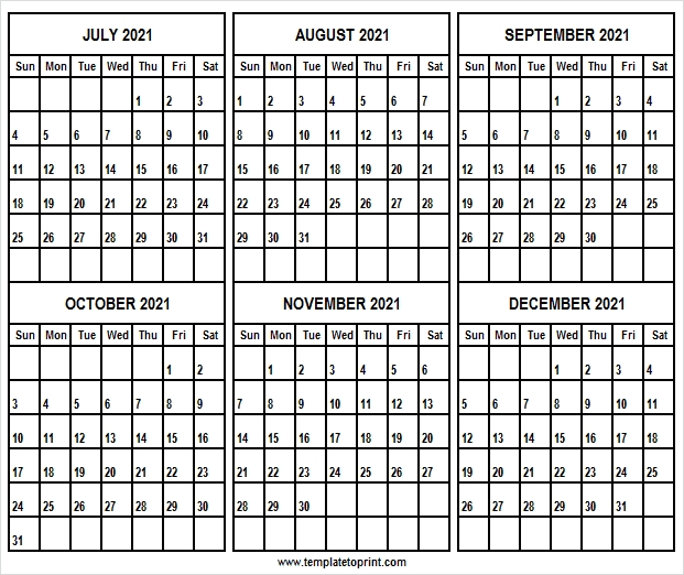 July To December 2021 Calendar Word | 2021 Free Blank Calendar July To December 2021 Calendar