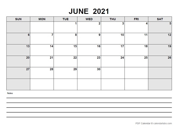 June 2021 Calendar | Calendarlabs Blank June 2021 Calendar Pdf