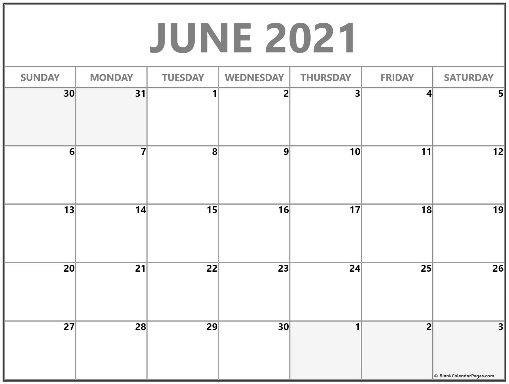 June 2021 Calendar | Free Printable Calendar Calendar August 2020 To June 2021