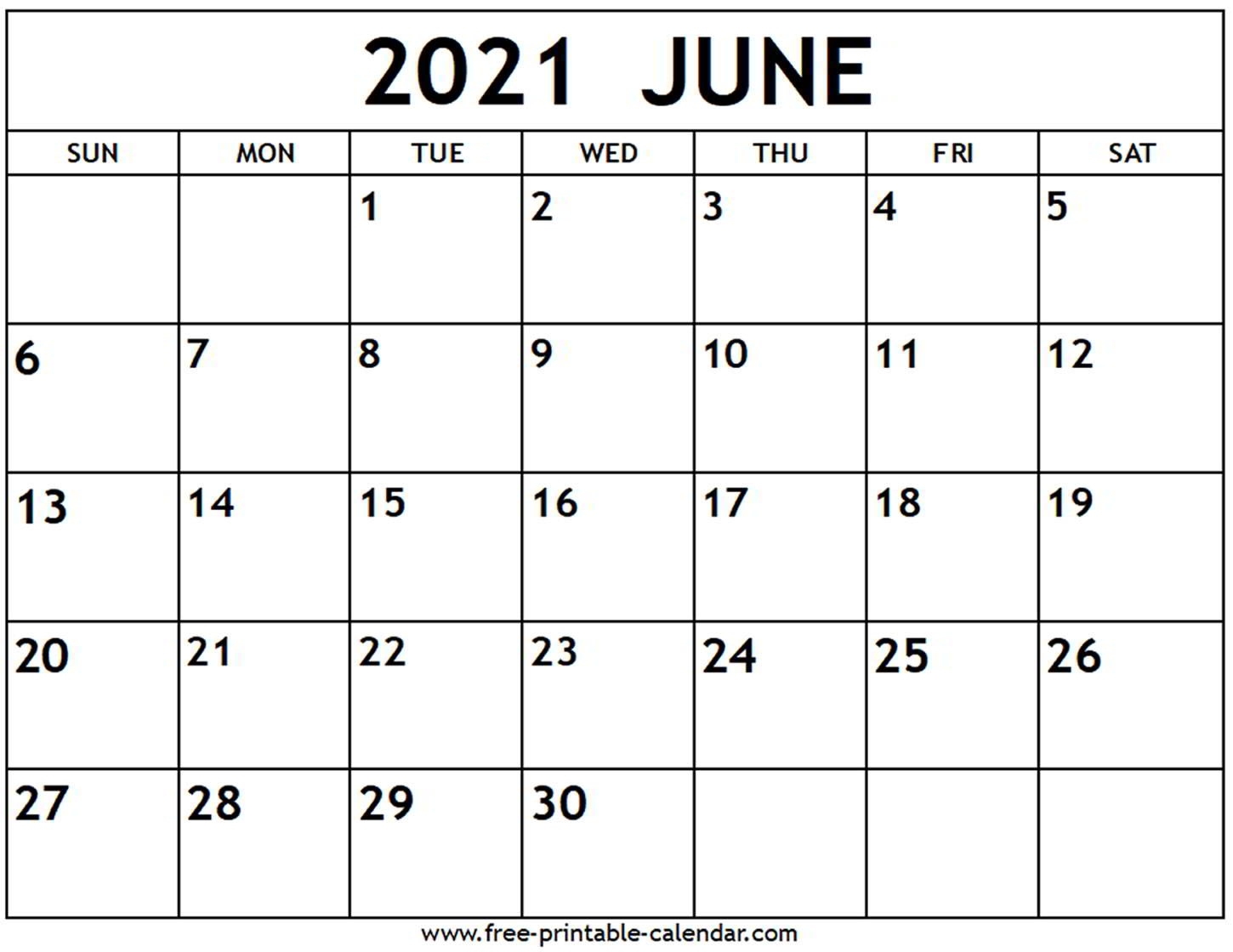 June 2021 Calendar - Free-Printable-Calendar June 2021 Calendar Kuda