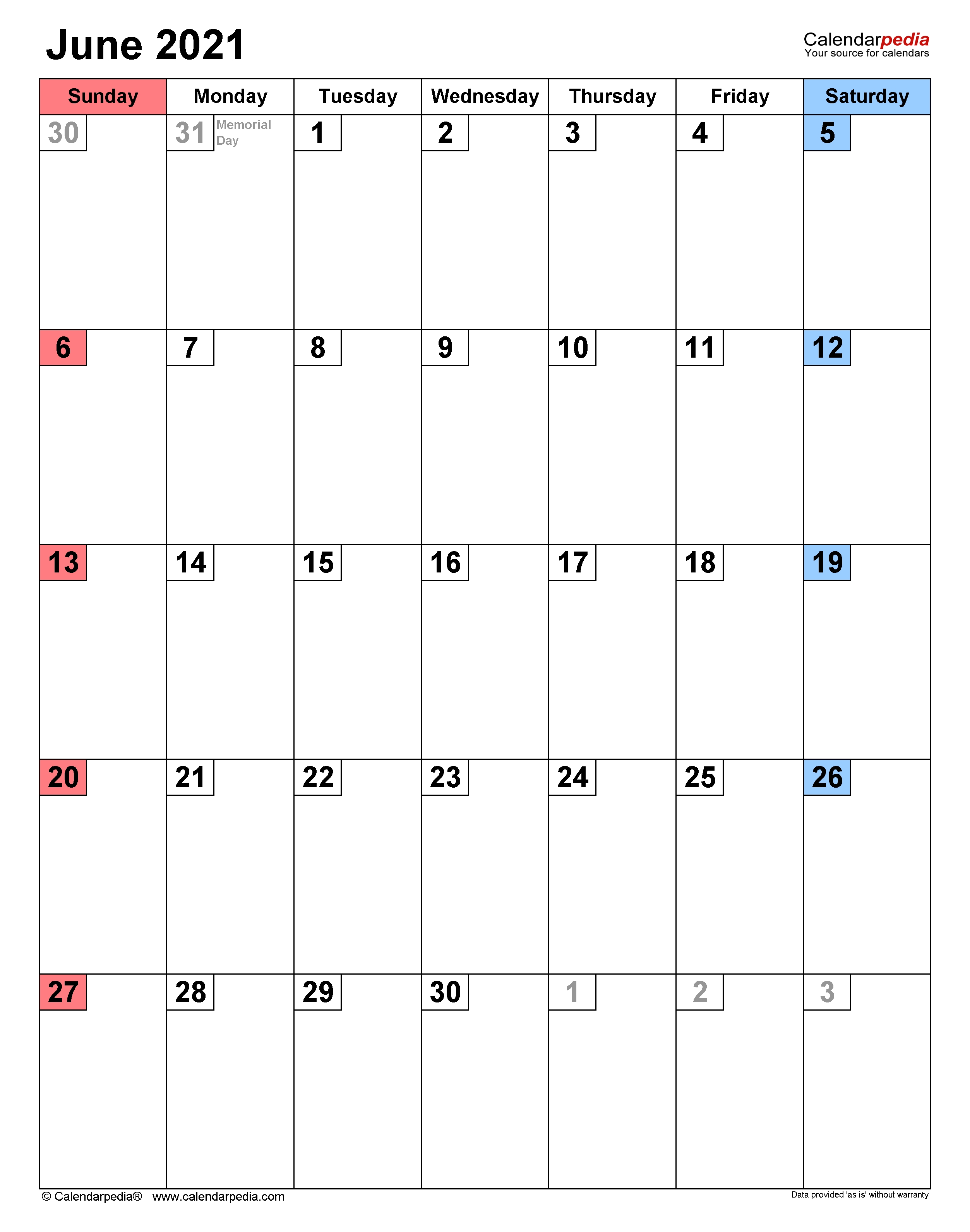June 2021 Calendar | Templates For Word, Excel And Pdf May And June 2021 Calendar Excel