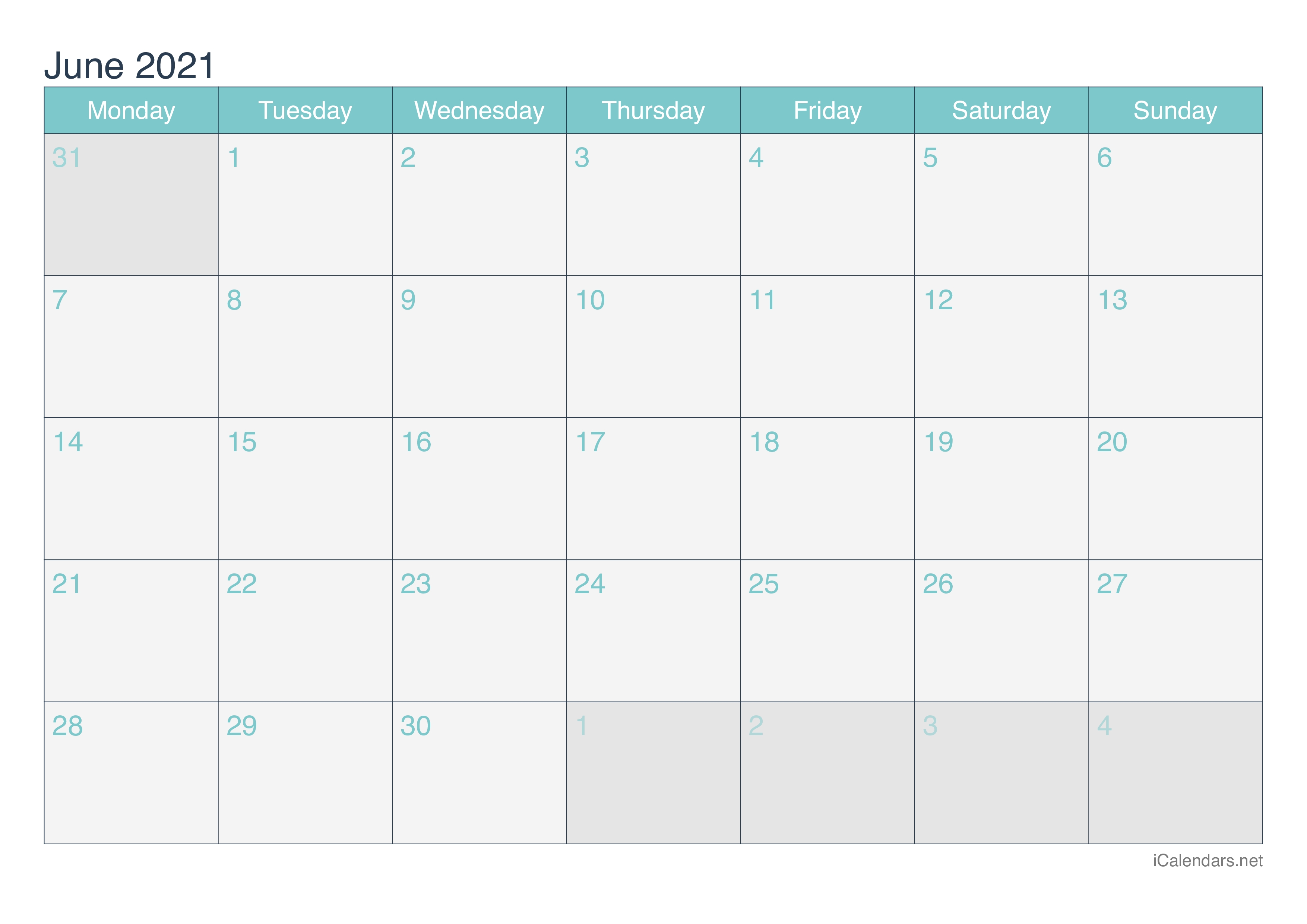 June 2021 Printable Calendar - Icalendars June 2021 Calendar Template Excel