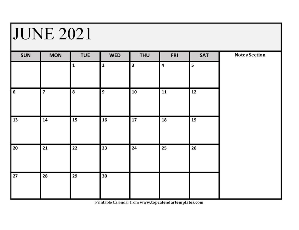 June 2021 Printable Calendar - Monthly Templates Month Of June 2021 Calendar