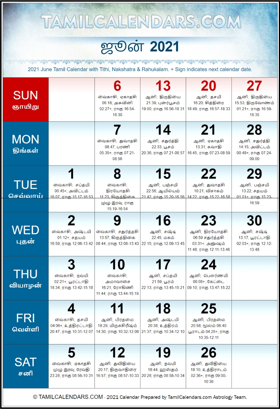 June 2021 Tamil Calendar | Plava Varusham Panchangam | Download Printable Pdf Calendars In Tamil Daily Calendar 2021 June