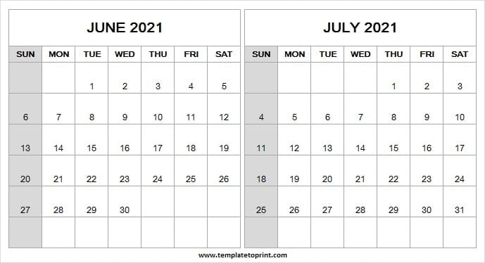 June July Calendar 2021 Sunday Start - Free Printable 2021 Calendar July 2020 - June 2021 Calendar Template