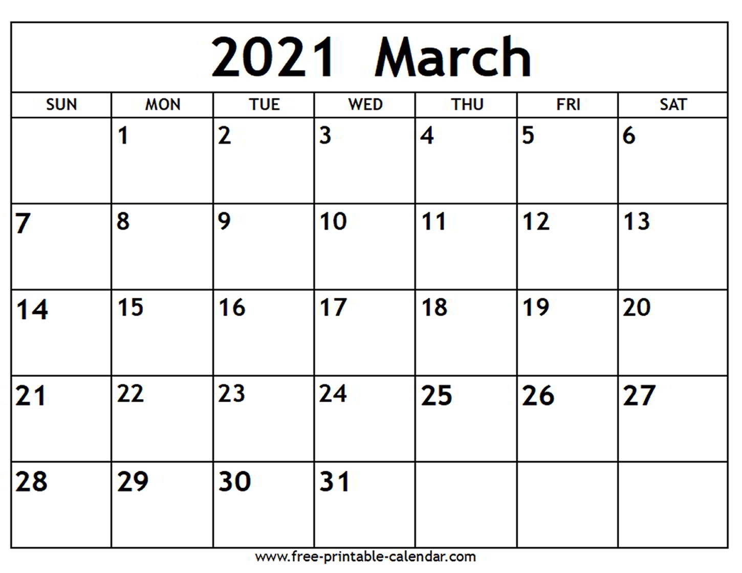 March 2021 Calendar - Free-Printable-Calendar June 2021 Calendar Copy And Paste