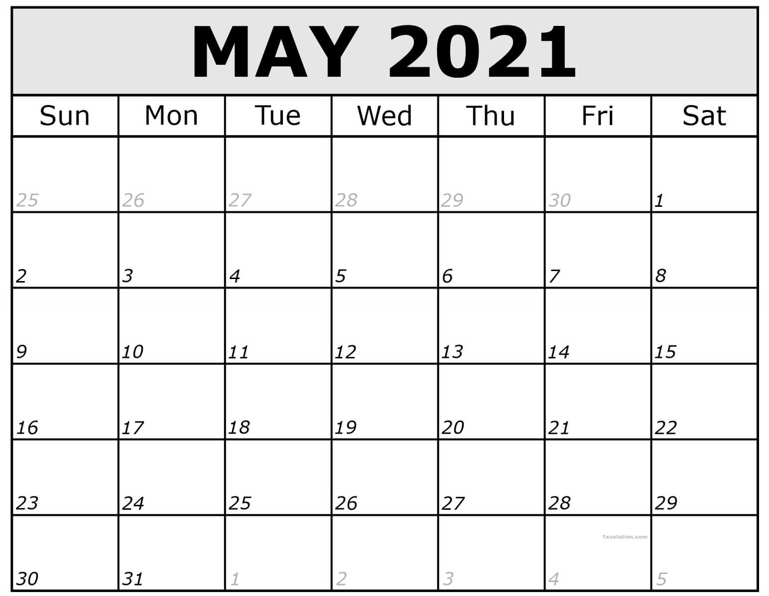 May 2021 Calendar Blank New Design | Calendar Show Calendar For June 2021