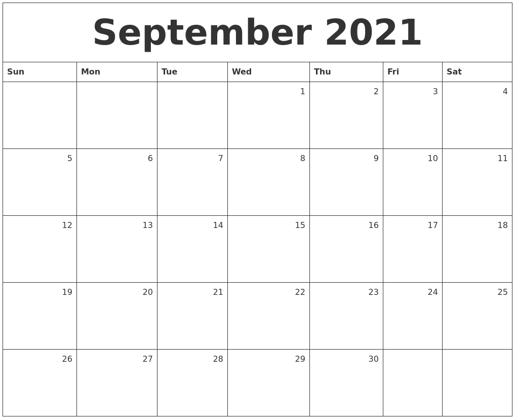 May 2021 Printable Calendar September 2021 Calendar Starting Monday