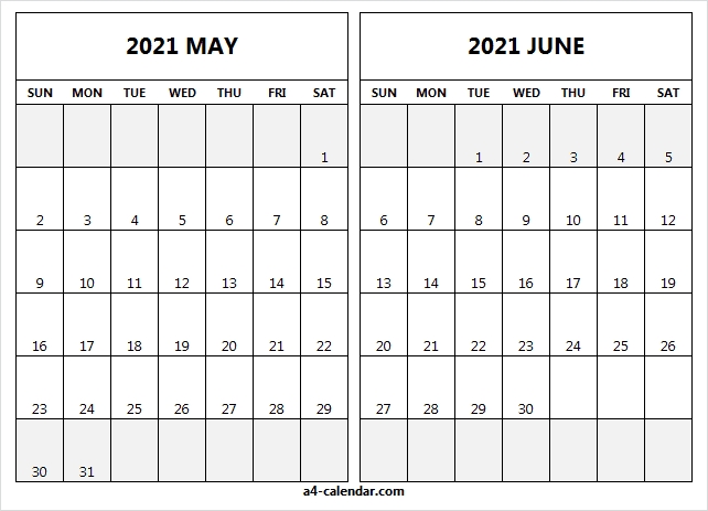 May June 2021 Calendar Word - A4 Calendar May And June 2021 Calendar Excel