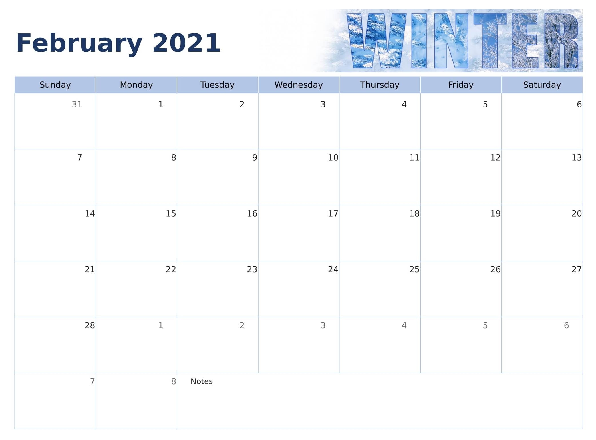 Monthly Calendar February 2021 Printable Template - Set Your Plan &amp; Tasks With Best Ideas Calendar September 2020 To February 2021