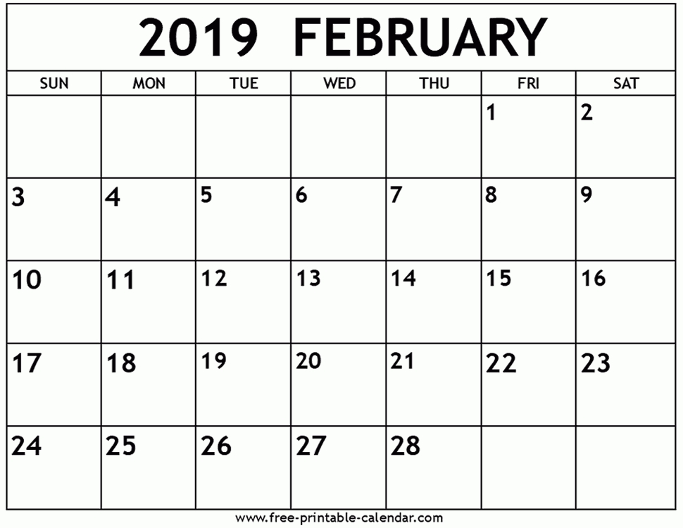 Monthly Calendar Template February 2019 | Monthly Calendar Printable, February Calendar, 2018 Wiki June 2021 Calendar