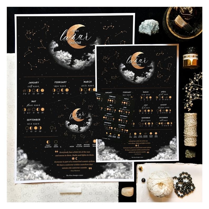 Moon Calendar 2021 Lunar Calendar Moon Phases Print Black | Etsy Moon Calendar November 2021