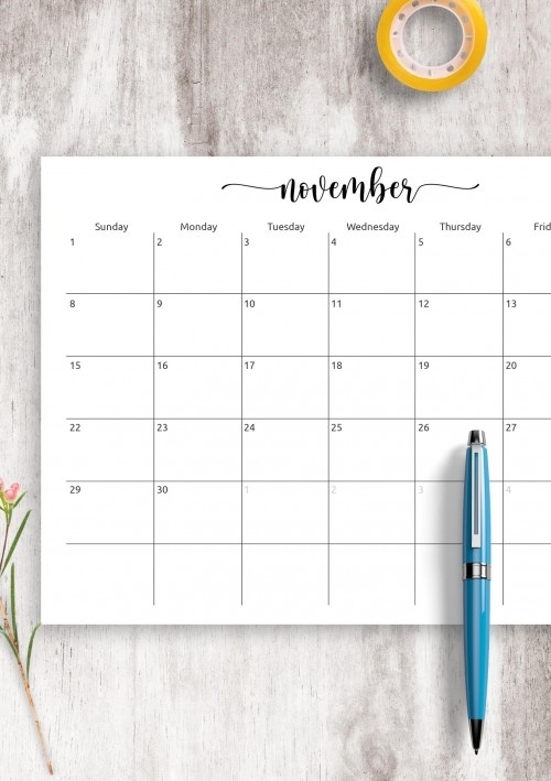 November 2021 Calendar - Download Printable Templates Pdf November 2021 Calendar Starting Monday